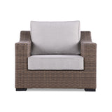 5-Piece Manhattan Rustic Wicker Seating Set with Tempered Glass
