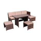 5-Piece Mini PE Rattan Outdoor Set with Coffee Table & Fabric Padding