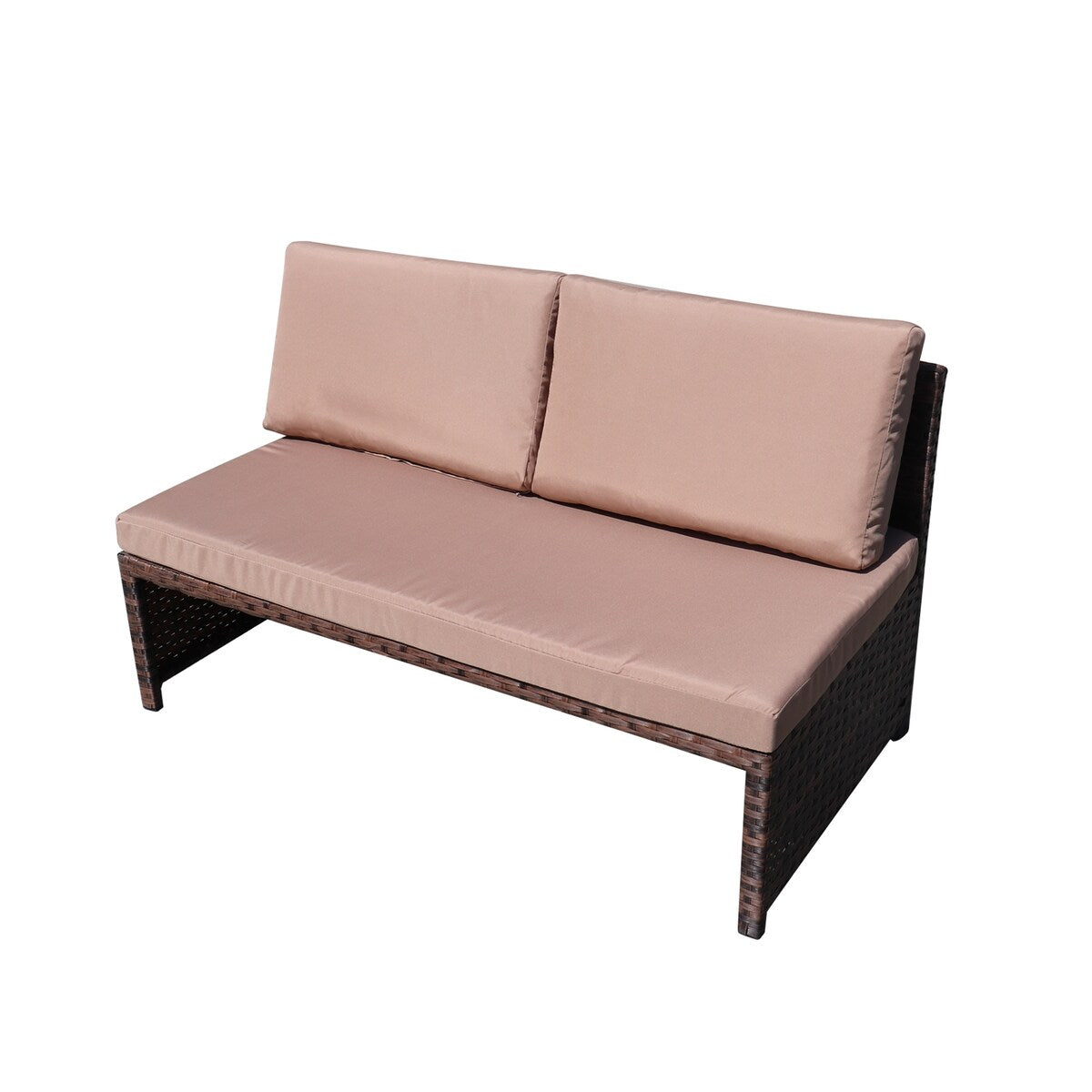 5-Piece Mini PE Rattan Outdoor Set with Coffee Table & Fabric Padding