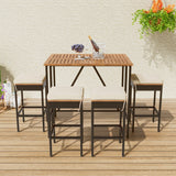 5-Piece Outdoor Bar Set with Foldable Tabletop and Cushions