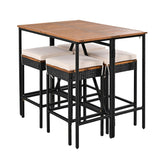 5-Piece Outdoor Bar Set with Foldable Tabletop and Cushions