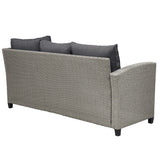 5 Piece Outdoor Left-Hand Facing Conversation Set w/ Ottoman & Pillows