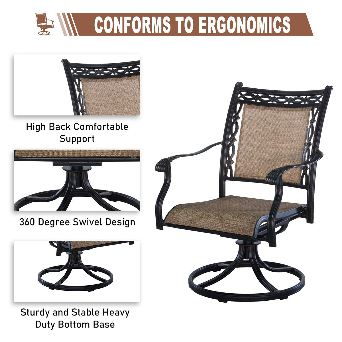 5 Piece Outdoor Patio Aluminum Dining Set With Round Table