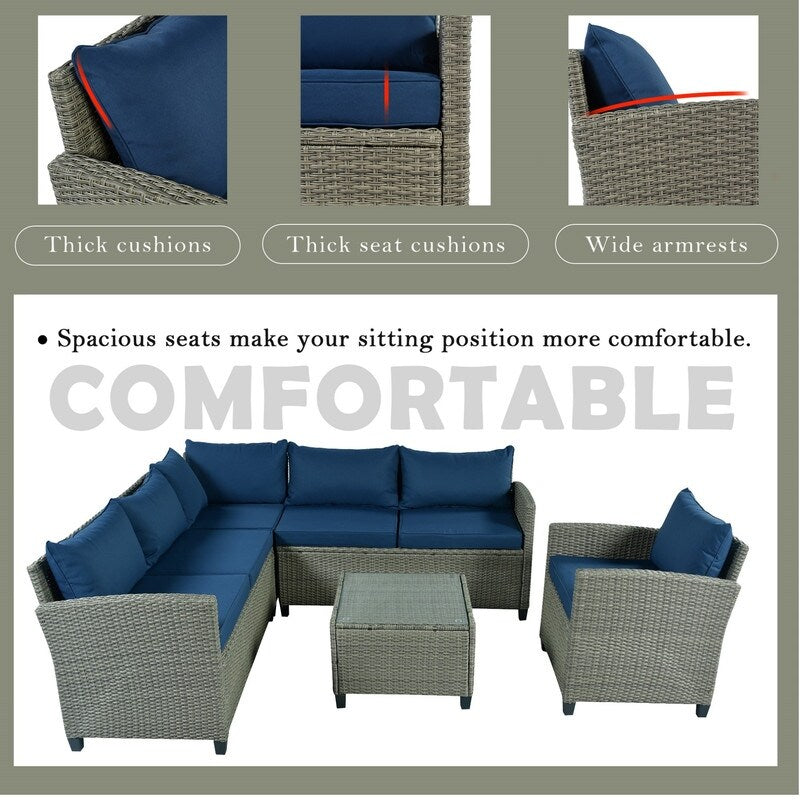5 Piece Outdoor Patio Conversation Chair Sofa Set