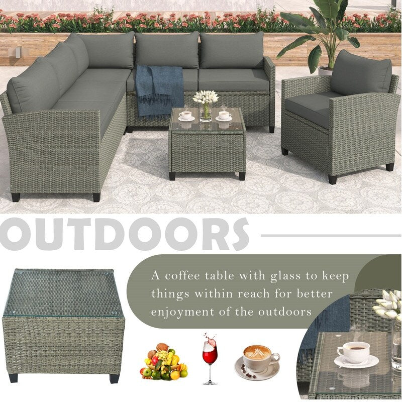 5 Piece Outdoor Patio Conversation Chair Sofa Set