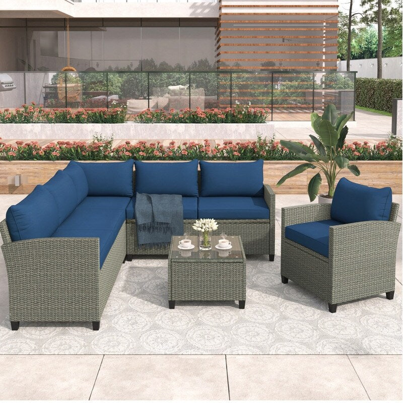 5 Piece Outdoor Patio Conversation Chair Sofa Set