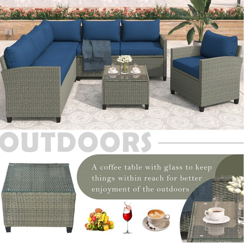 5 Piece Outdoor Patio Conversation Chair Sofa Set