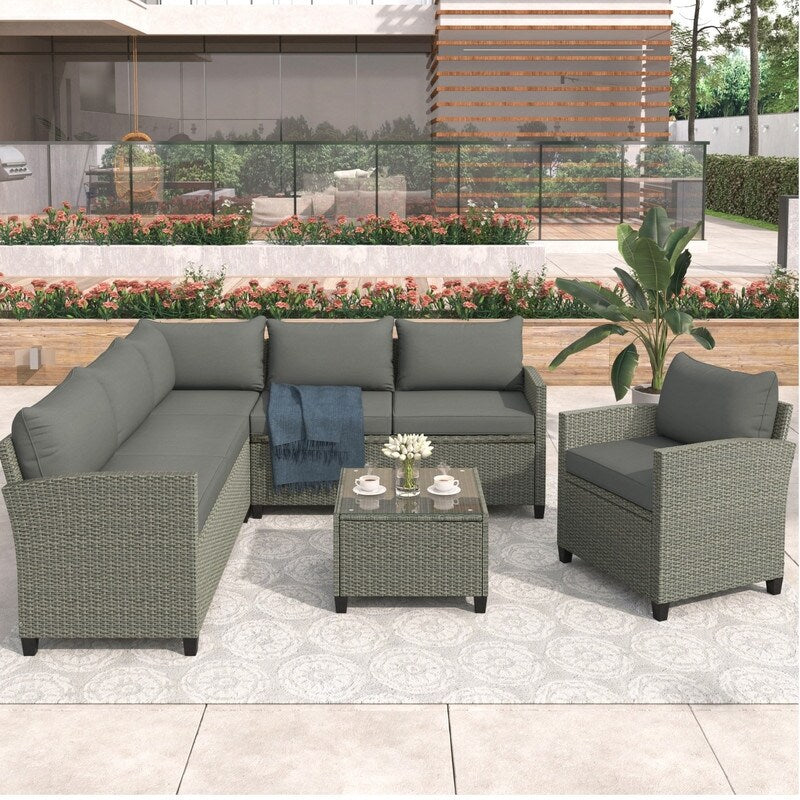 5 Piece Outdoor Patio Conversation Chair Sofa Set