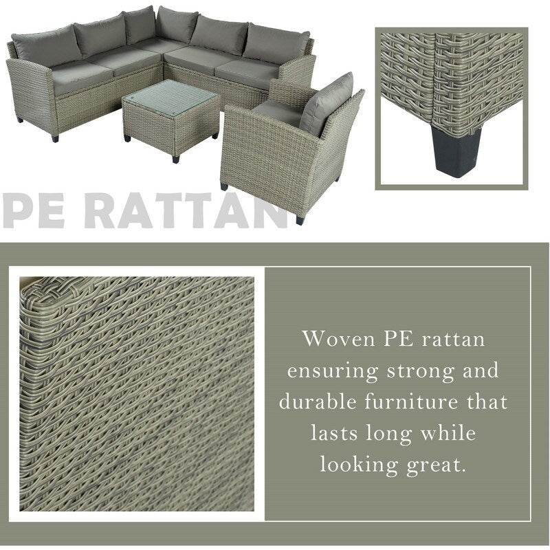 5 Piece Outdoor Patio Conversation Chair Sofa Set