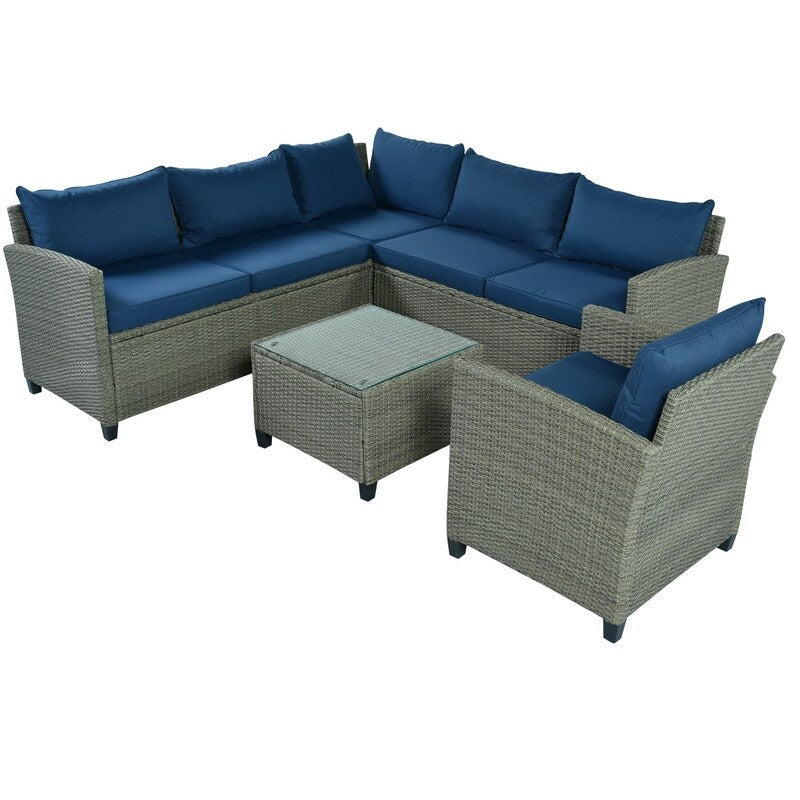 5 Piece Outdoor Patio Conversation Chair Sofa Set