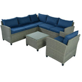 5 Piece Outdoor Patio Conversation Chair Sofa Set