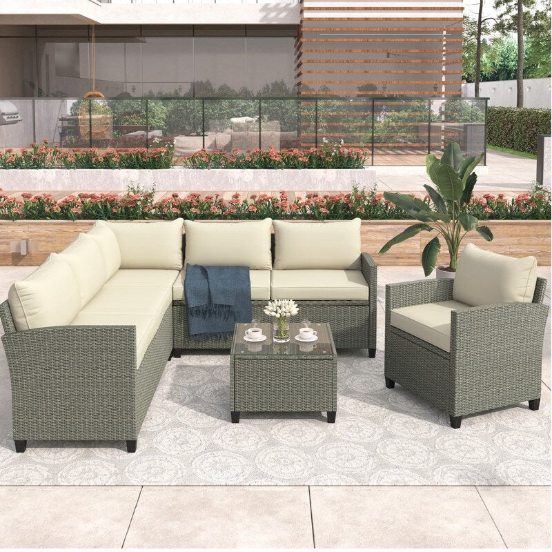 5 Piece Outdoor Patio Conversation Chair Sofa Set