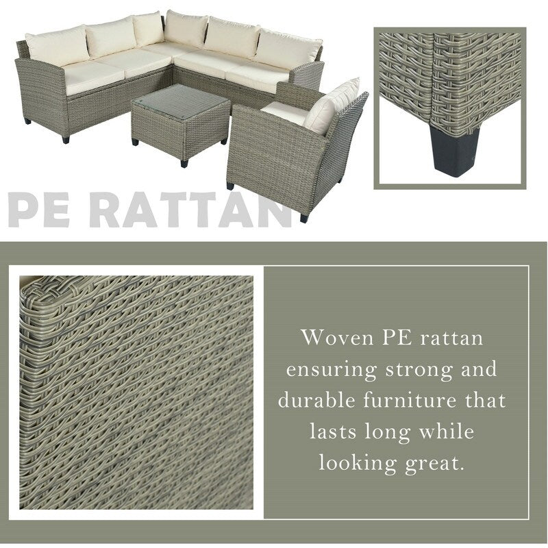 5 Piece Outdoor Patio Conversation Chair Sofa Set