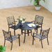 MAISON ARTS 5 Piece Outdoor Patio Dining Set, 4 Metal Stackable Dining Chairs and 1 Round 37.8" Diameter Umbrella Table
