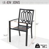 MAISON ARTS 5 Piece Outdoor Patio Dining Set, 4 Metal Stackable Dining Chairs and 1 Round 37.8" Diameter Umbrella Table