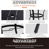 MAISON ARTS 5 Piece Outdoor Patio Dining Set, 4 Metal Stackable Dining Chairs and 1 Round 37.8" Diameter Umbrella Table