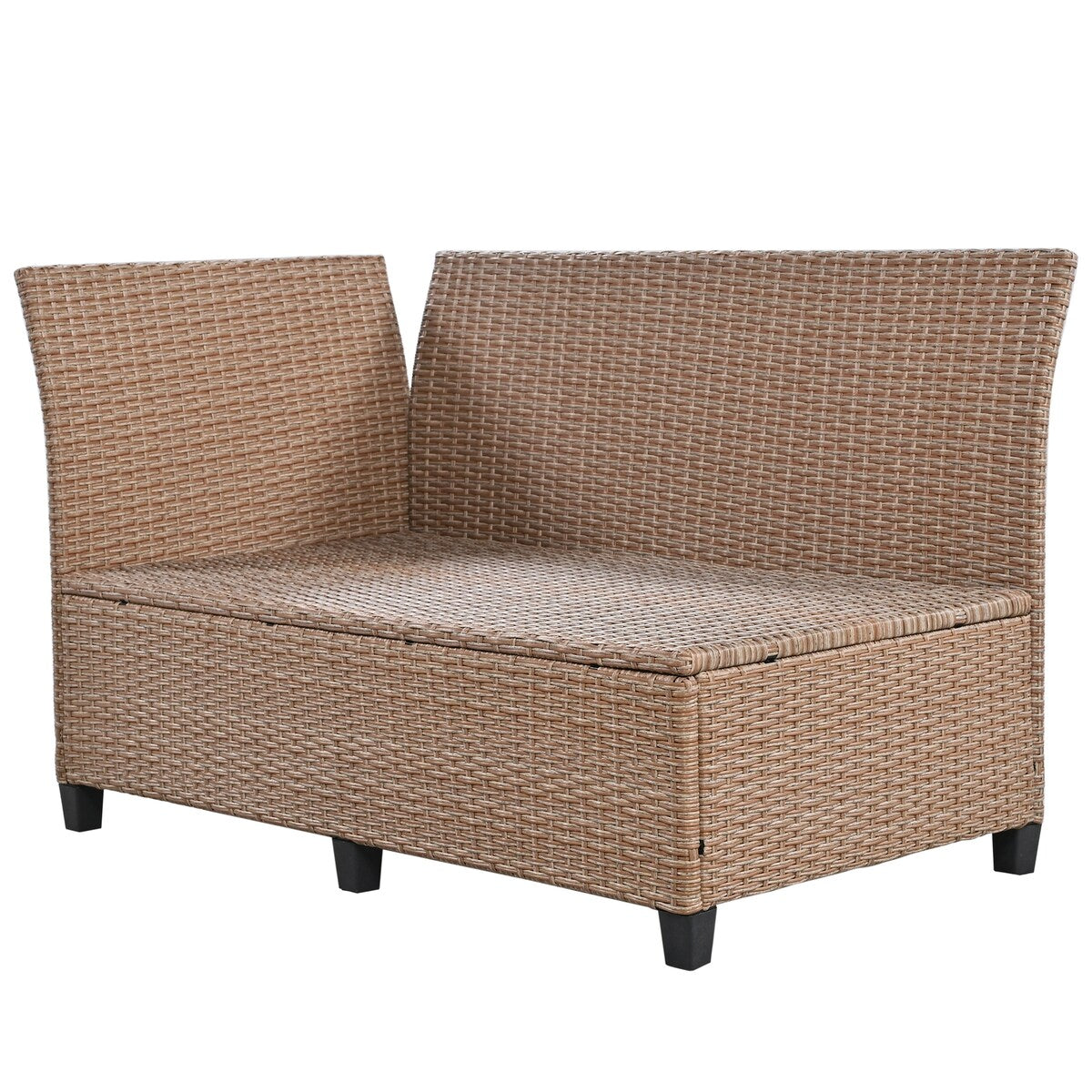 5-Piece Outdoor Patio Rattan Sofa Set, PE Wicker L-Shaped with 2 Extendable Side Tables, Dining Table and Washable Covers