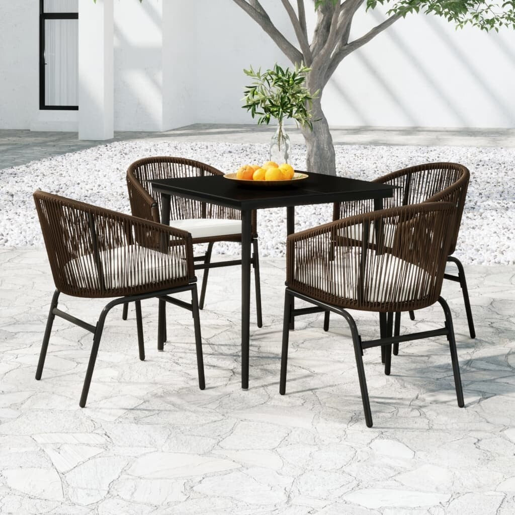 5 Piece Patio Dining Set Brown