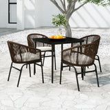 5 Piece Patio Dining Set Brown