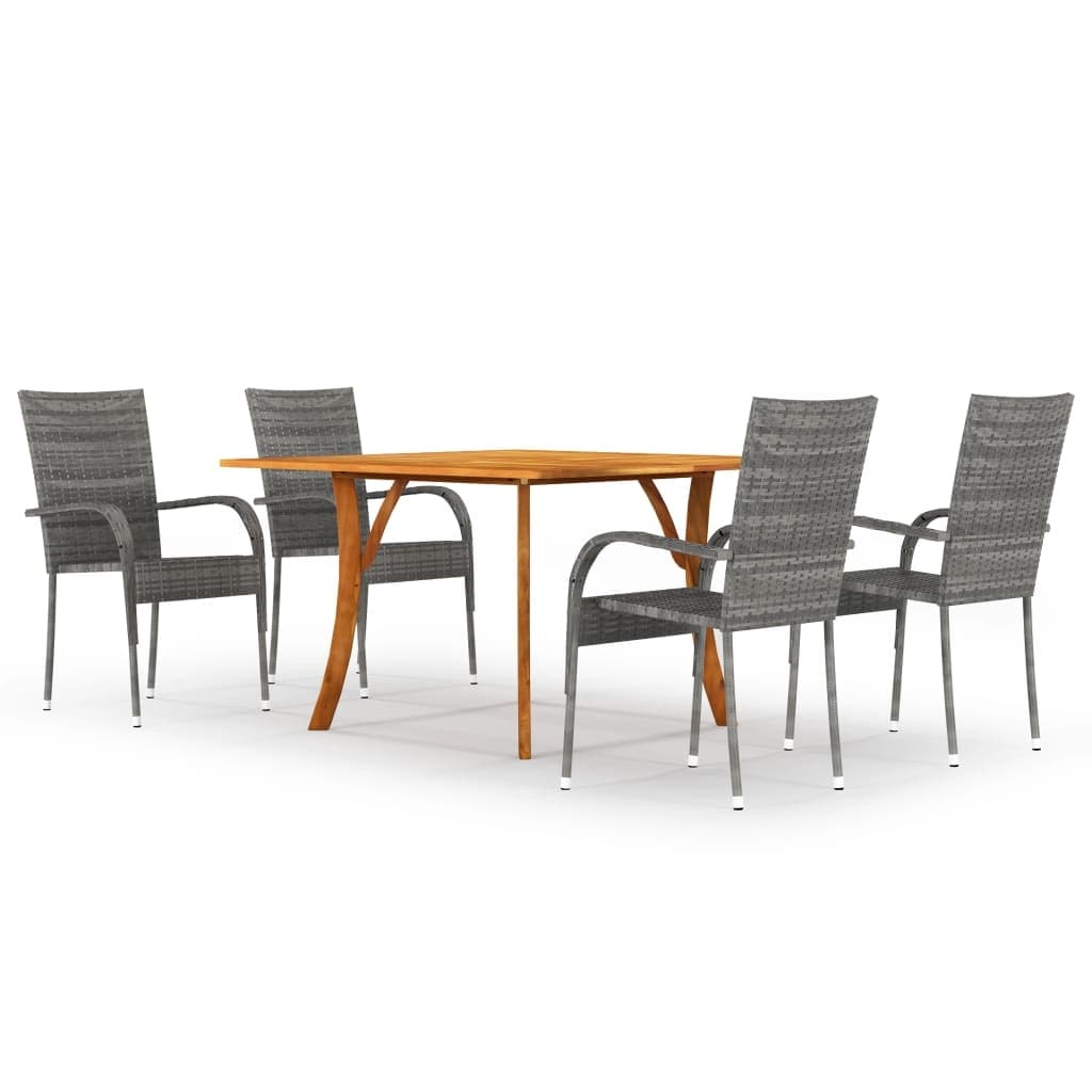 5 Piece Patio Dining Set Gray