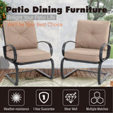 5-Piece Patio Dining Set, 4 Metal Spring Motion Dining Chairs and 1 Square Table with 1.57" Umbrella Hole