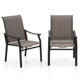 MAISON ARTS 5/7-Piece Patio Dining Set, Round Metal Table and 4/6 Textilene Fabric Padded Armchairs
