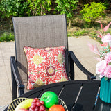 MAISON ARTS 5/7-Piece Patio Dining Set, Round Metal Table and 4/6 Textilene Fabric Padded Armchairs