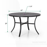 MAISON ARTS 5/7-Piece Patio Dining Set, Round Metal Table and 4/6 Textilene Fabric Padded Armchairs