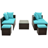 5 Piece Patio Furniture PE Rattan Wicker Sectional Lounger Sofa Set