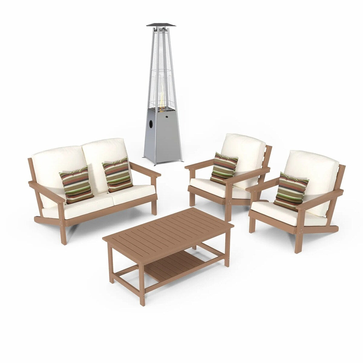 5-Piece Patio Lounge Set with Heater and Coffee Table