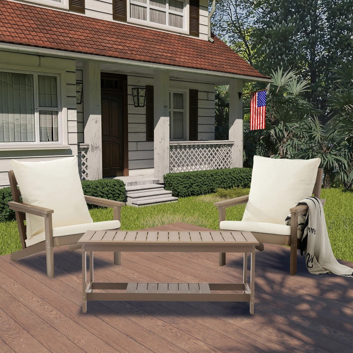 5-Piece Patio Lounge Set with Heater and Coffee Table