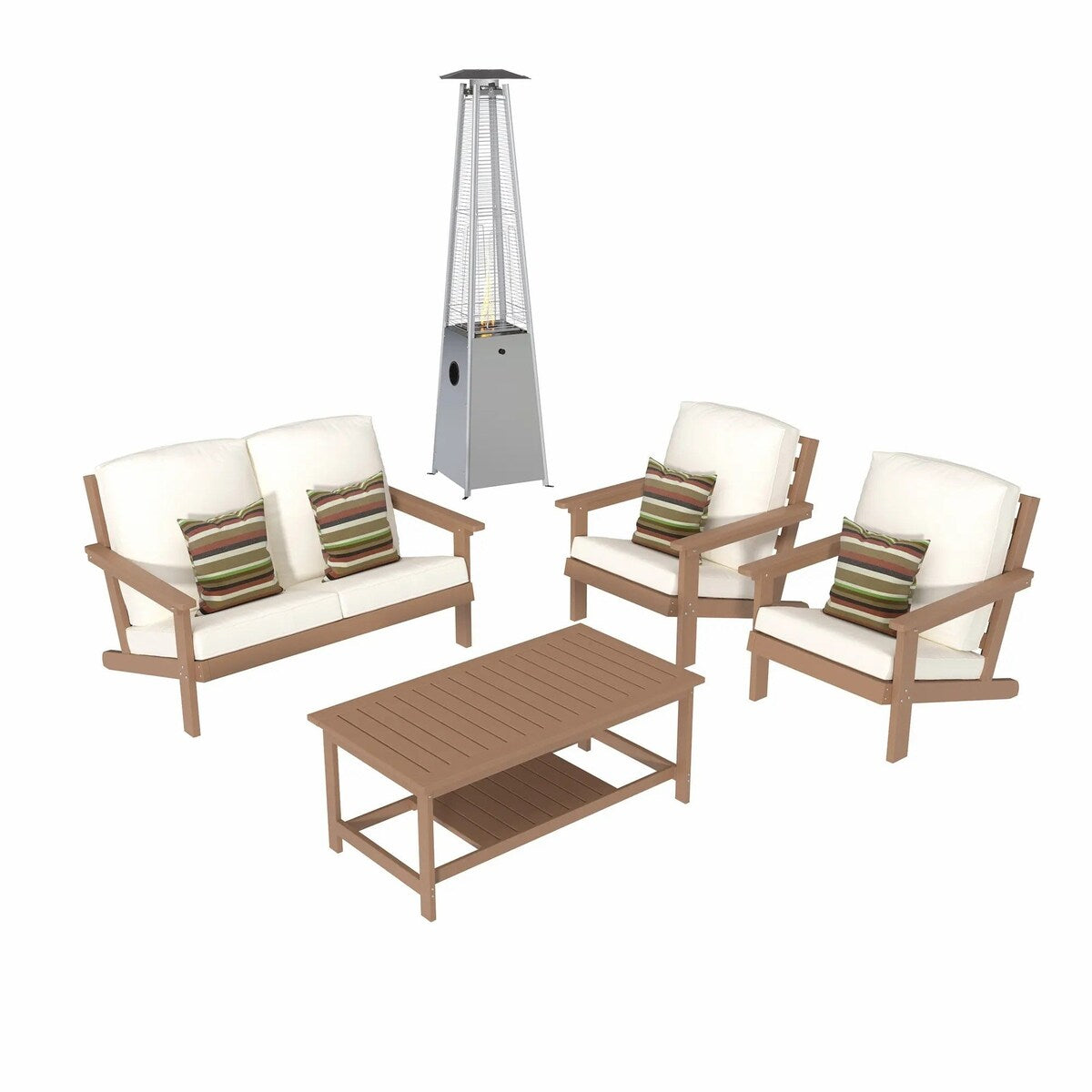 5-Piece Patio Lounge Set with Heater and Coffee Table