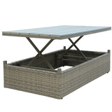 5-Piece Patio Wicker Sofa with Adustable Backrest, Cushions, Ottomans and Lift Top Coffee Table