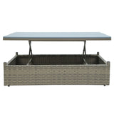 5-Piece Patio Wicker Sofa with Adustable Backrest, Cushions, Ottomans and Lift Top Coffee Table