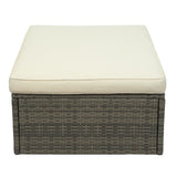 5-Piece Patio Wicker Sofa with Adustable Backrest, Cushions, Ottomans and Lift Top Coffee Table