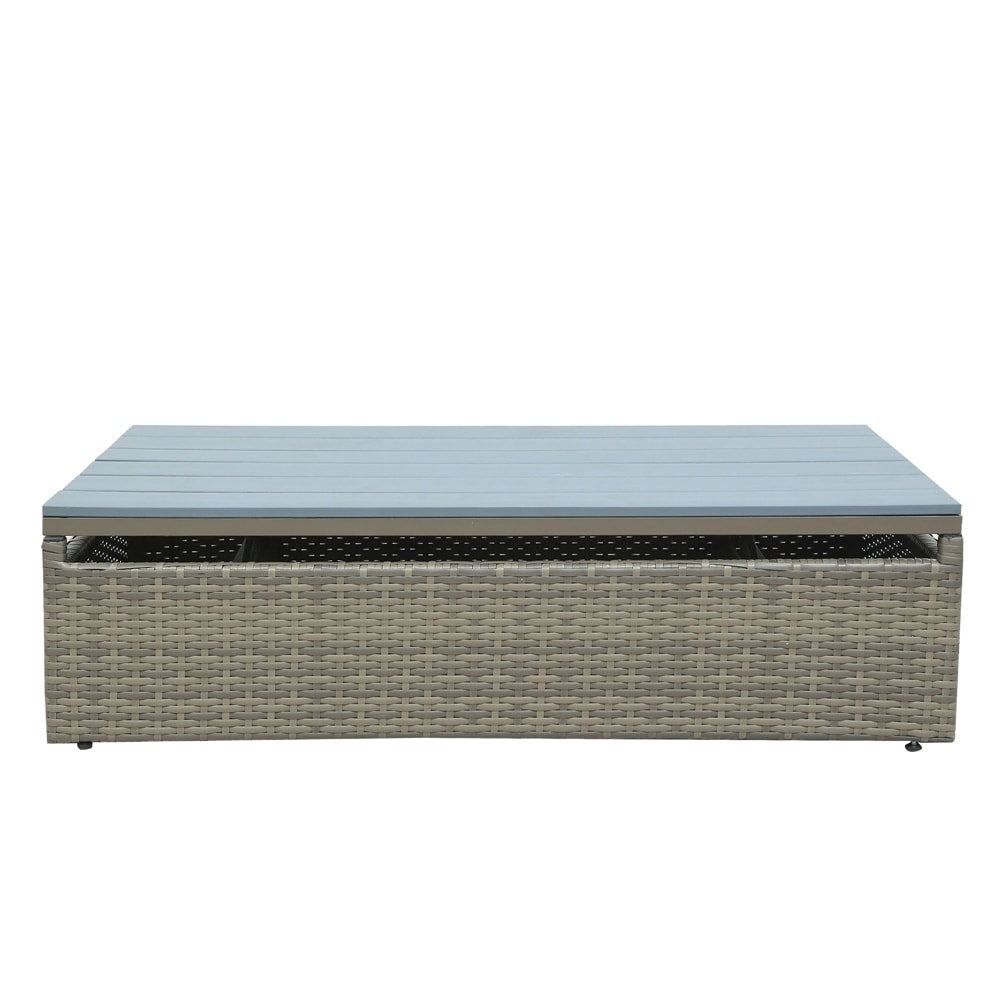 5-Piece Patio Wicker Sofa with Adustable Backrest, Cushions, Ottomans and Lift Top Coffee Table