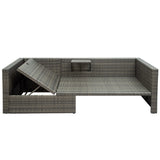 5-Piece Patio Wicker Sofa with Adustable Backrest, Cushions, Ottomans and Lift Top Coffee Table