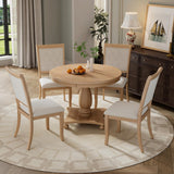 5-Piece Retro Dining Set with Round Pedestal Table and 4 Upholstered Chairs