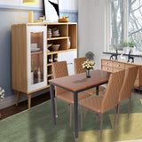 5-Piece Retro Hotel Dining Table Set with 4 PU Leather Chairs for Conference for Small House Apartment Dining Room