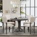 5-Piece Retro Round Dining Table Set with Curved Trestle Style Table Legs and 4 Upholstered Chairs for Dining Room, Small Space