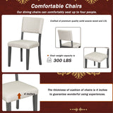 5-Piece Retro Round Dining Table Set with Curved Trestle Style Table Legs and 4 Upholstered Chairs for Dining Room, Small Space