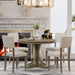 5-Piece Retro Round Dining Table Set with Curved Trestle Style Table Legs and 4 Upholstered Chairs for Dining Room, Small Space