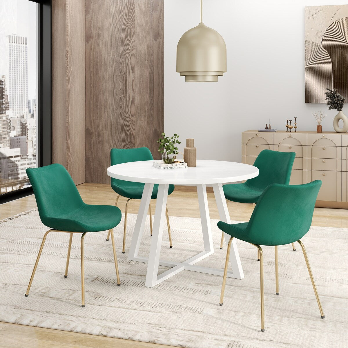 5 Piece Round Dining Table Set for 4 Home Kitchen Round Dining Table