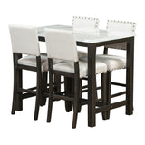 5 Piece Rustic Wooden Counter Height Dining Table Set