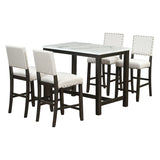 5 Piece Rustic Wooden Counter Height Dining Table Set