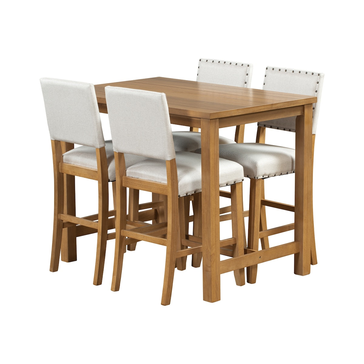 5 Piece Rustic Wooden Counter Height Dining Table Set