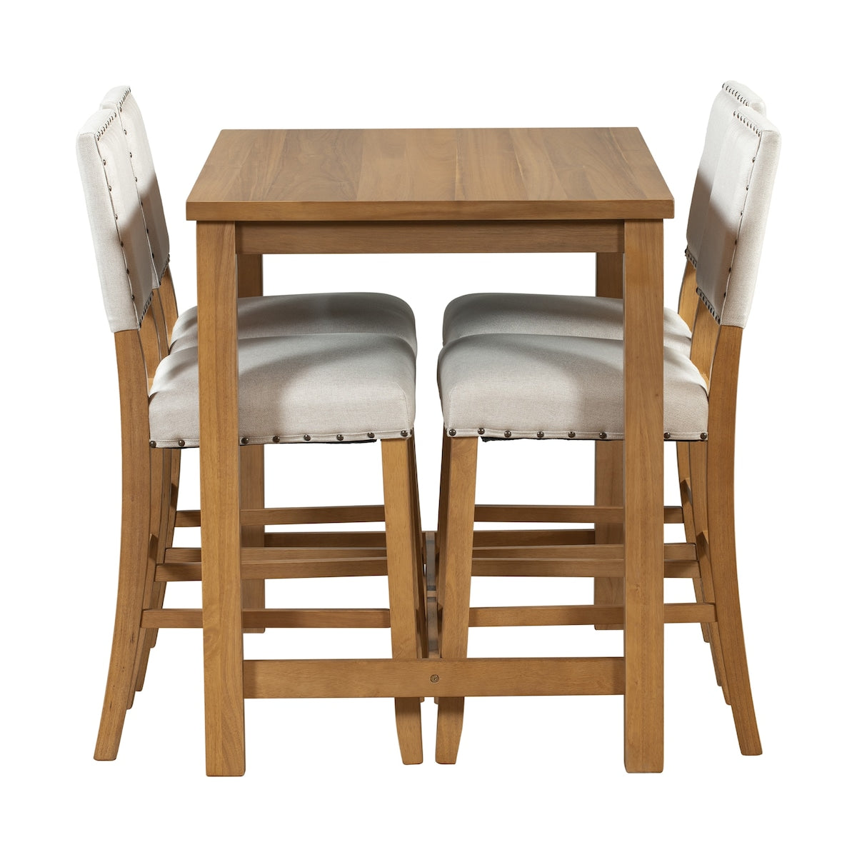 5 Piece Rustic Wooden Counter Height Dining Table Set