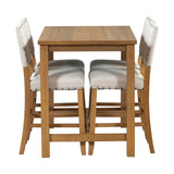 5 Piece Rustic Wooden Counter Height Dining Table Set