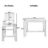 5 Piece Rustic Wooden Counter Height Dining Table Set