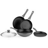 5-Piece Titanium coated Aluminum NonStick Frying Pan Set in Gray